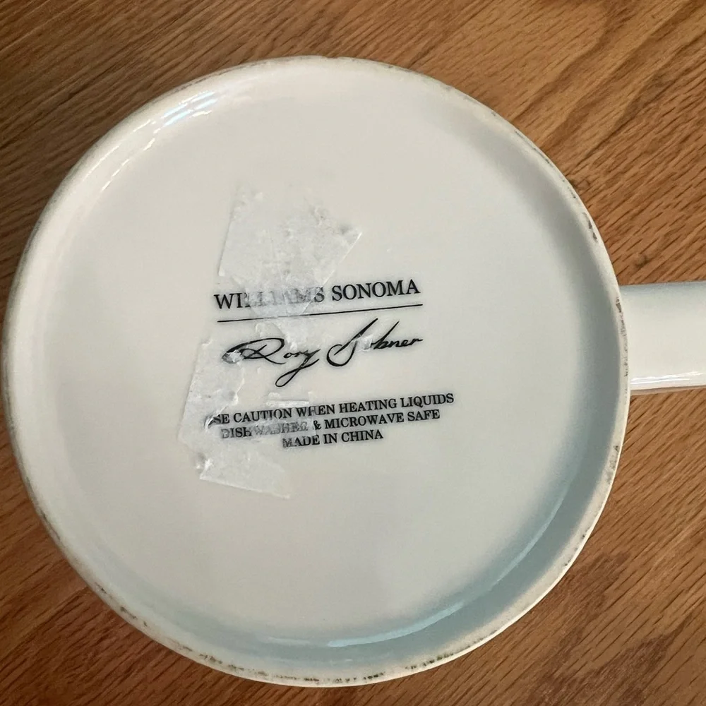Williams Sonoma Pug dog Roy dobner Signature White Mug